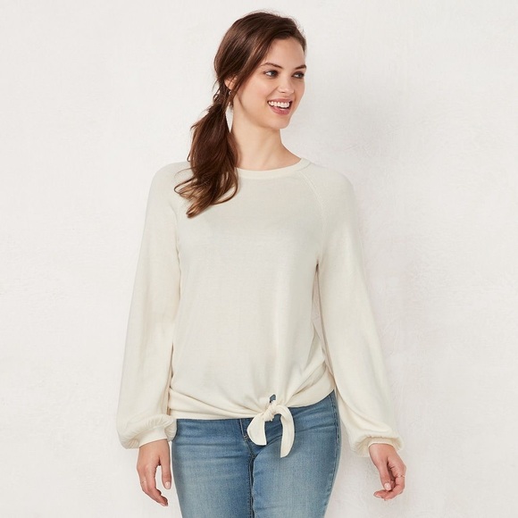 LC Lauren Conrad Sweaters - Lauren Conrad Balloon Sleeve Tie Sweater
